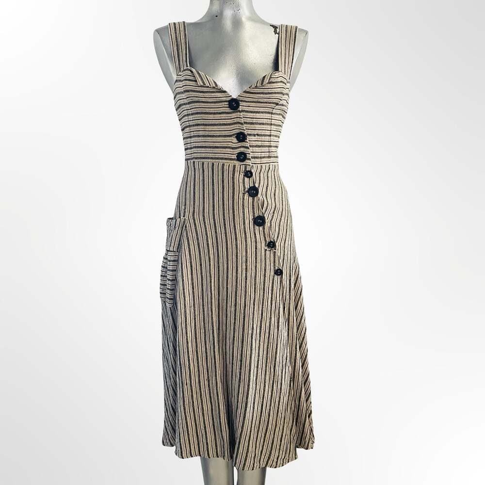 Eva Franco Striped Utility Midi Dress